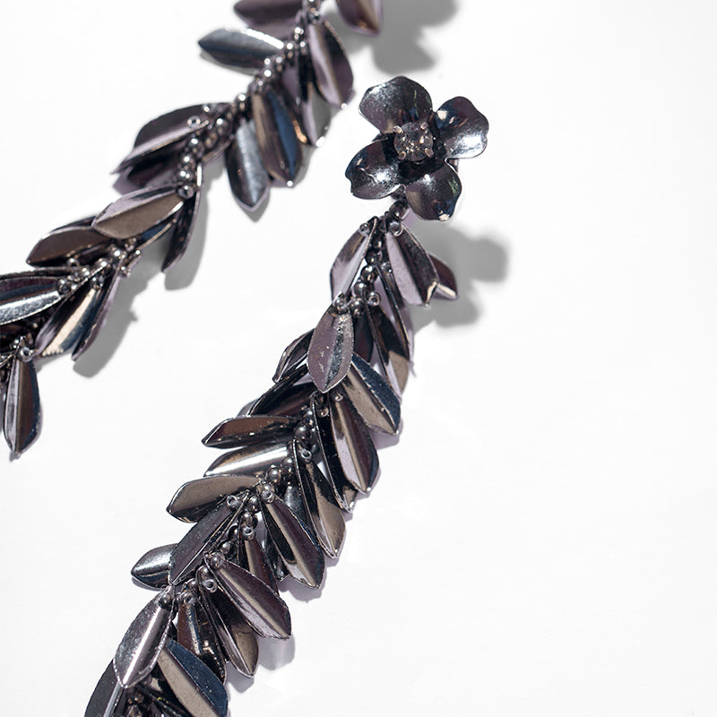 Detail of Deepa by Deepa Gurnani Handmade Demeter Earrings in Gunmetal color