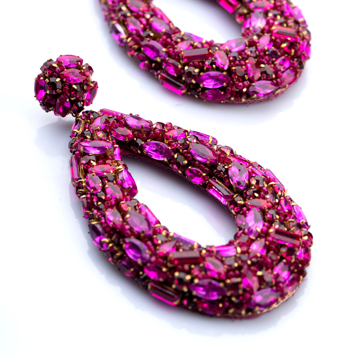Deepa Gurnani Karen Earrings in Fuchsia color