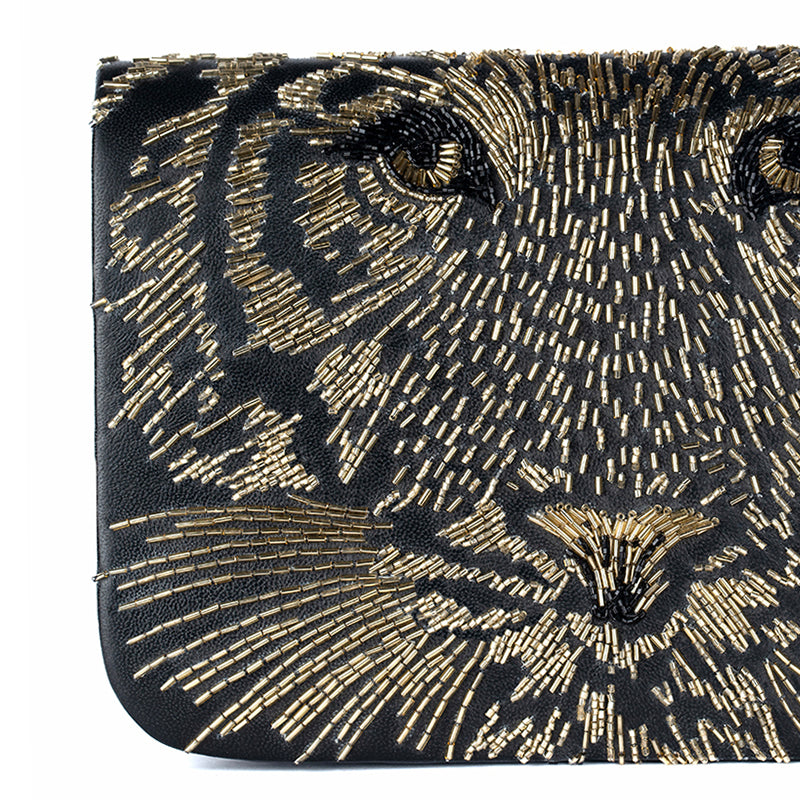 Detail Of Deepa Gurnani Adonis Clutch in Gold color