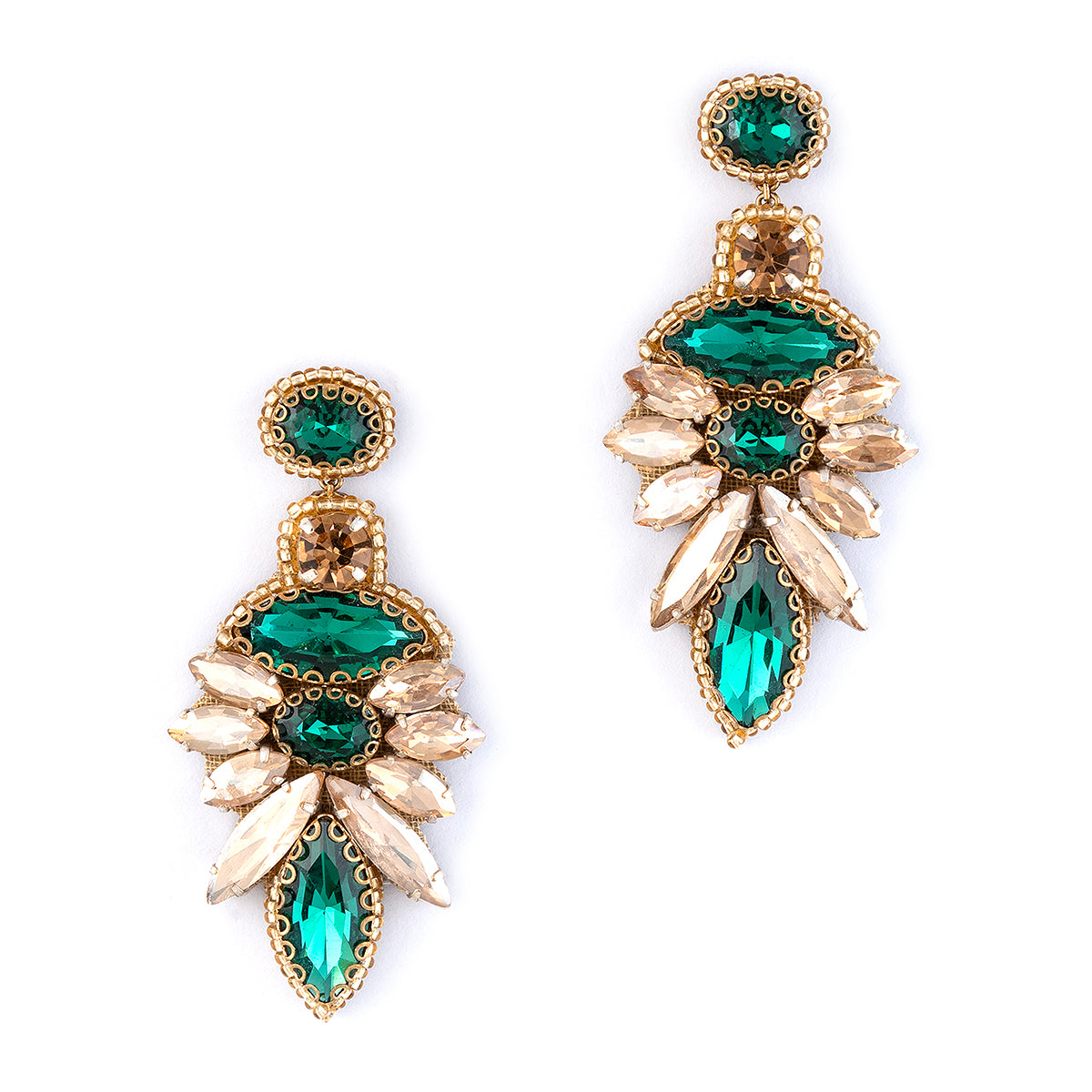 Deepa By Deepa Gurnani Zohayra Earrings in Emerald color