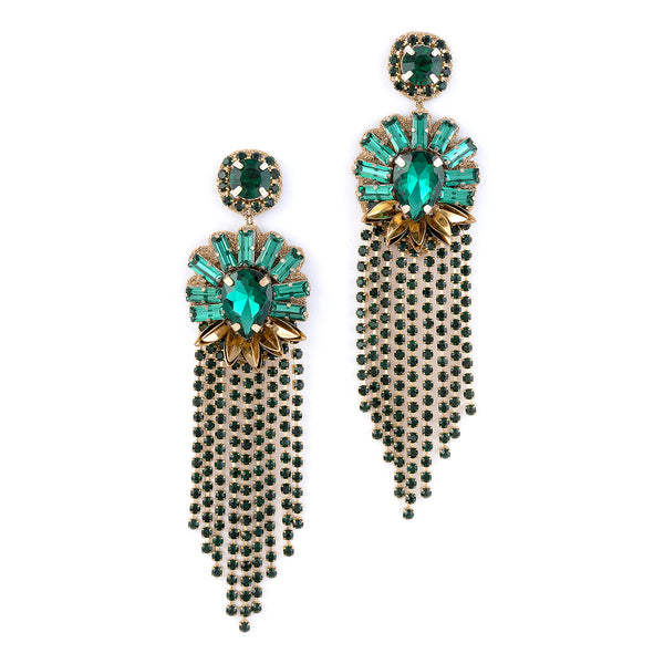 Deepa By Deepa Gurnani Earrings in Emerald color