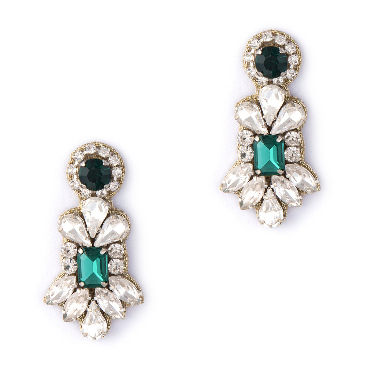 Deepa By Deepa Gurnani Jameka Earrings in Emerald color