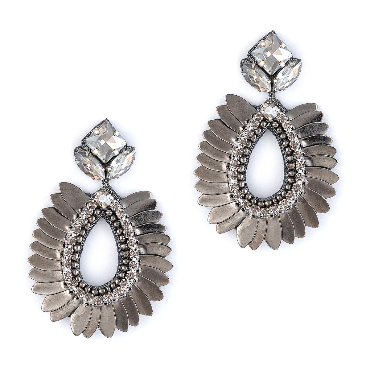 Deepa By Deepa Gurnani Alula Earrings in Gunmetal color