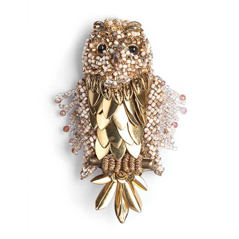 Deepa Gurnani handmade Tawny brooch in gold color.