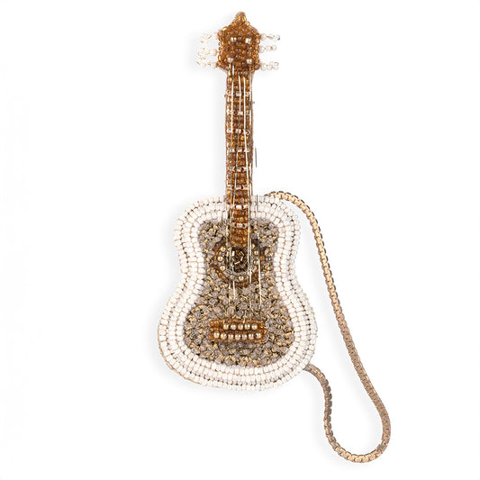 Deepa Gurnani handmade Guitar brooch in ivory color