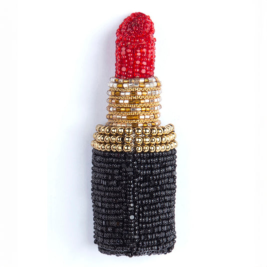 Deepa Gurnani handmade Lipstick brooch in red color