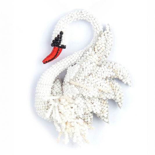 Deepa Gurnani handmade White swan brooch in white color