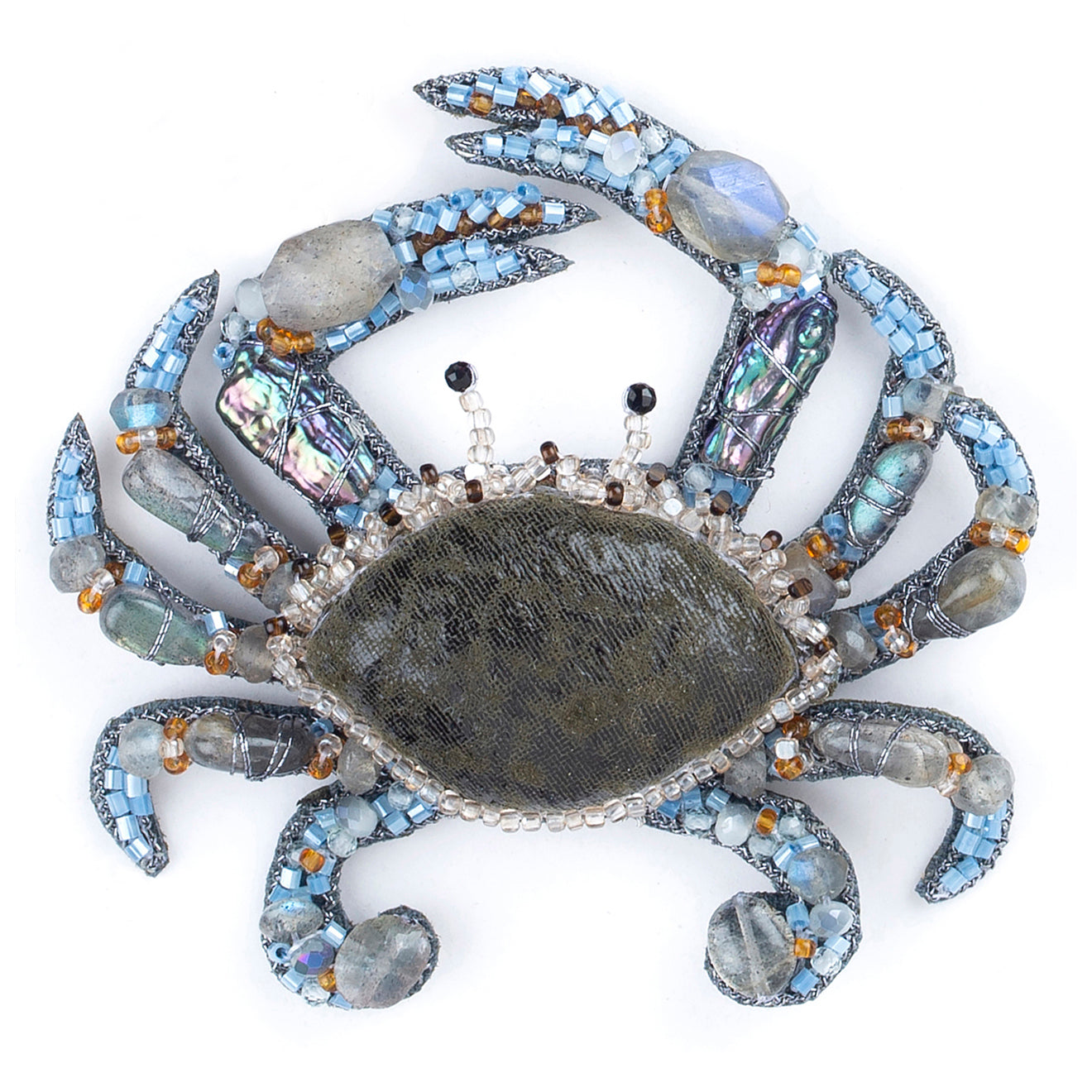 Deepa Gurnani handmade Crab brooch in blue color