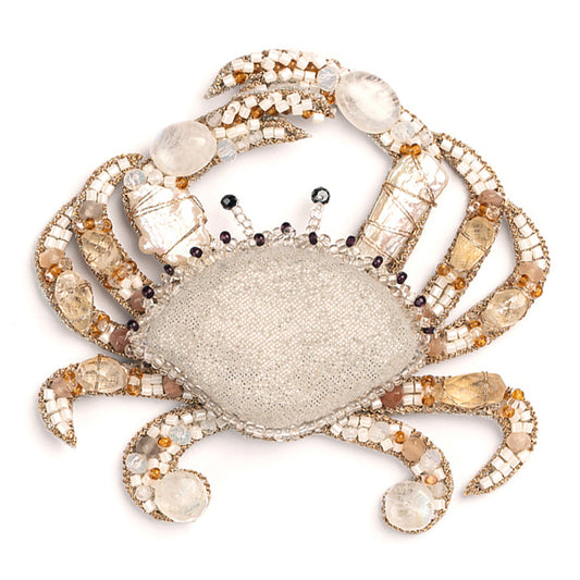 Deepa Gurnani handmade Crab brooch in ivory color