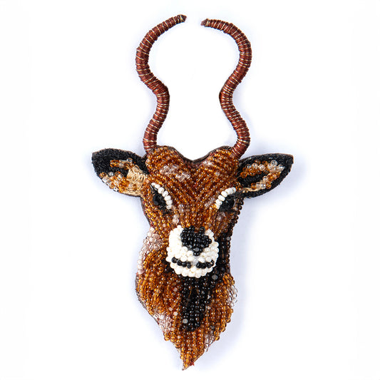 Deepa Gurnani handmade Antelope brooch in brown color