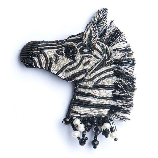 Deepa Gurnani handmade Zebra brooch in black color