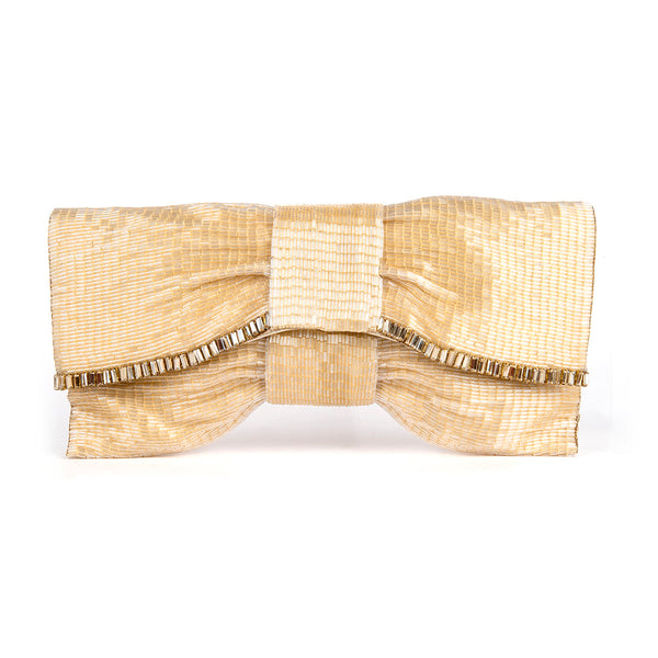 Deepa Gurnani Handmade Aviana Clutch in gold colour