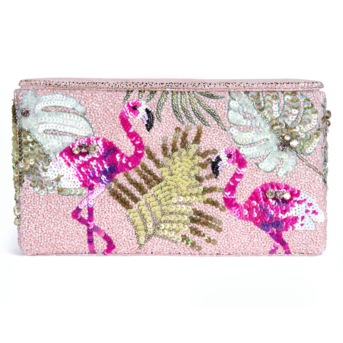 Deepa Gurnani Flamingo clutch in pink color