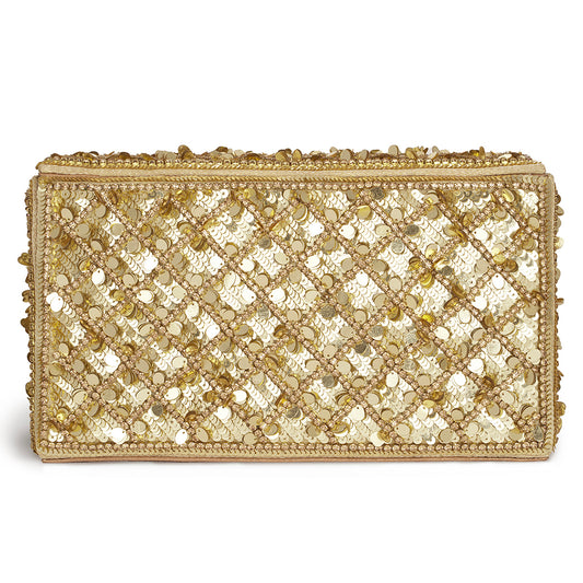 Deepa Gurnani Marsa Clutch in Gold color