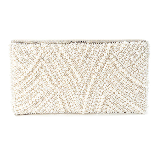 Deepa Gurnani Handmade Logan clutch in Ivory color