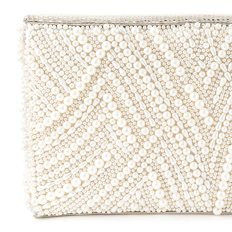 Detail Of Deepa Gurnani Handmade Logan clutch in Ivory color