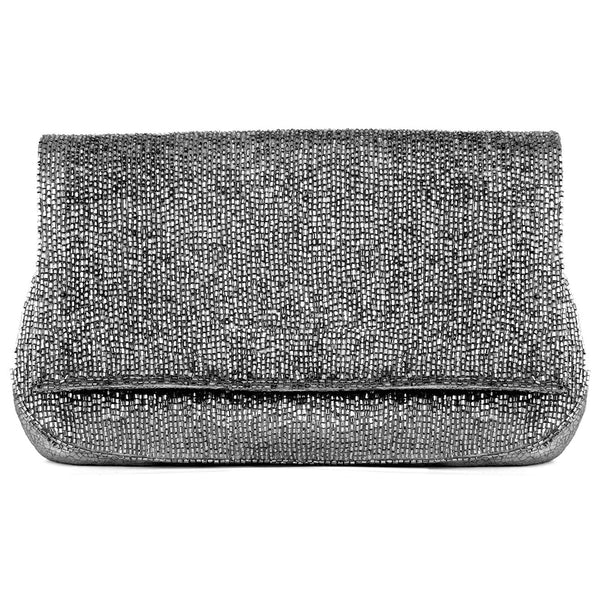 Deepa Gurnani Gunmetal Luann Clutch