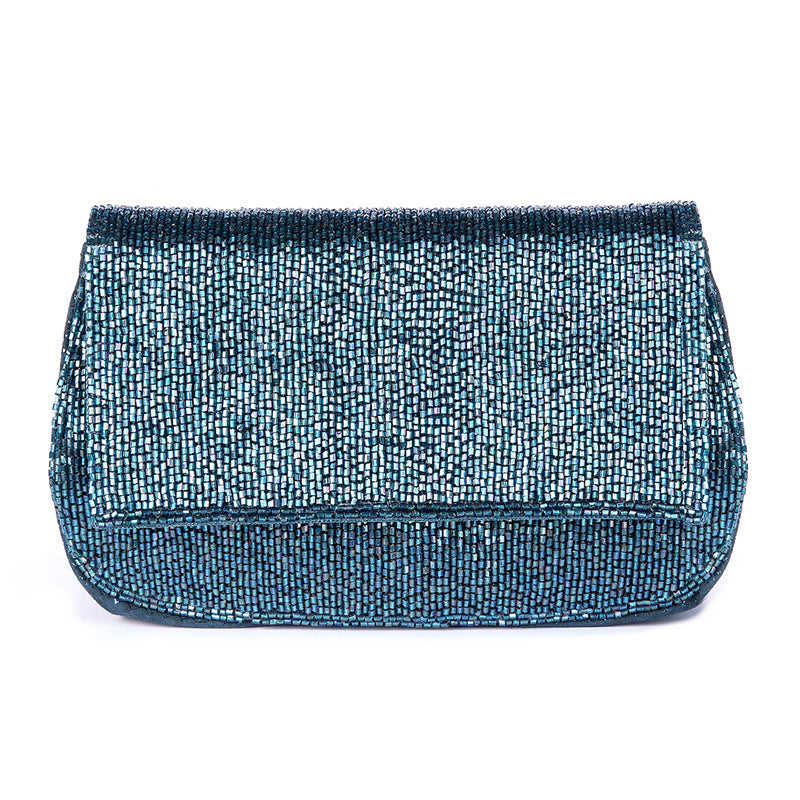 Deepa Gurnani Luann clutch in Teal color