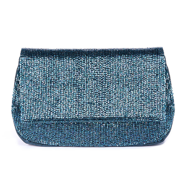 Deepa Gurnani Luann clutch in Teal color