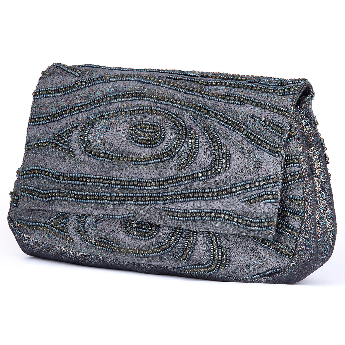 Deepa Gurnani Gunmetal Ziggy Clutch