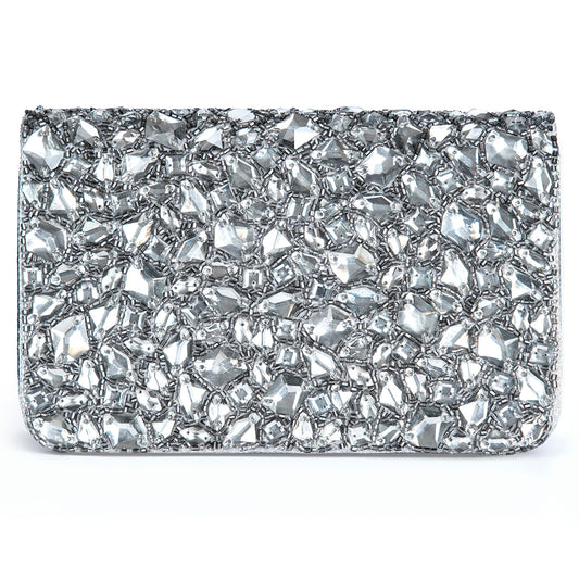 Deepa Gurnani Lyris Clutch in Gunmetal color