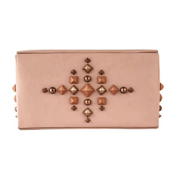 Deepa Gurnani Handmade Nevis Clutch in Dusty Pink color