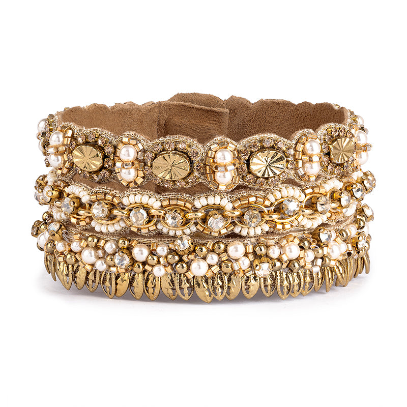 Handmade Deepa by Deepa Gurnani Trinity Cuff in Gold color