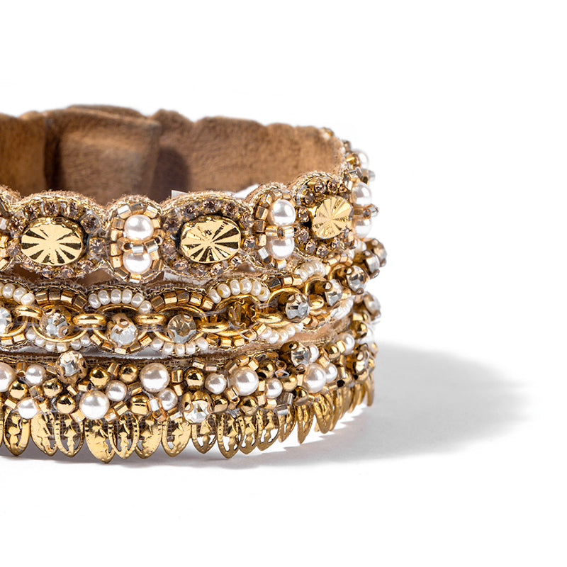 Detail of Handmade Deepa by Deepa Gurnani Trinity Cuff in Gold color