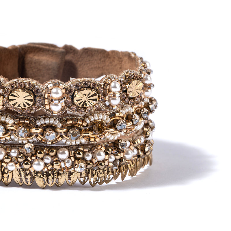 Detail of Handmade Deepa by Deepa Gurnani Trinity Cuff in Gold color