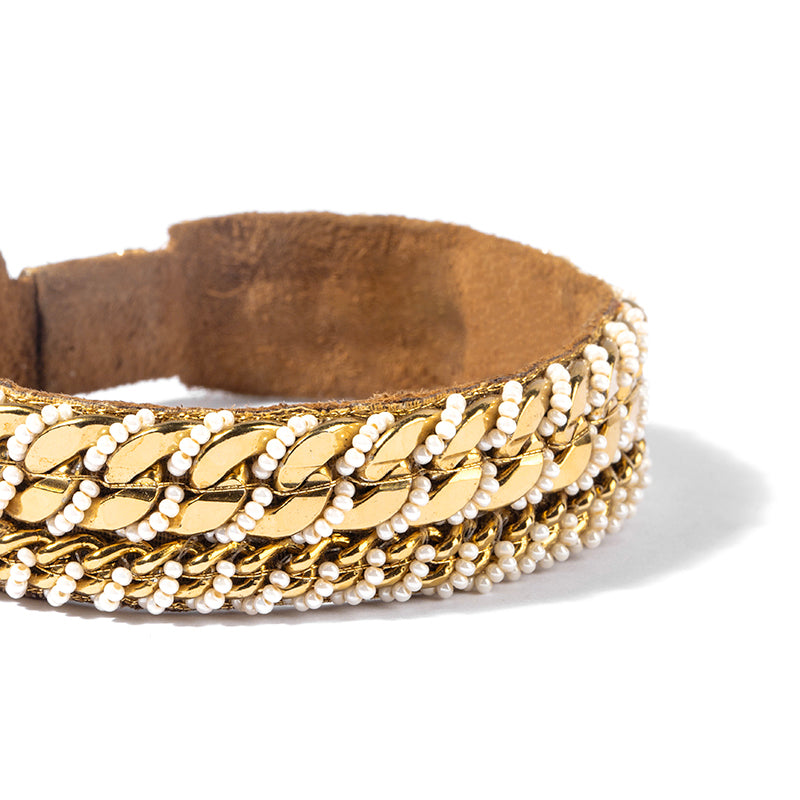 Detail of Handmade Deepa by Deepa Gurnani Frankie Cuff in Gold color