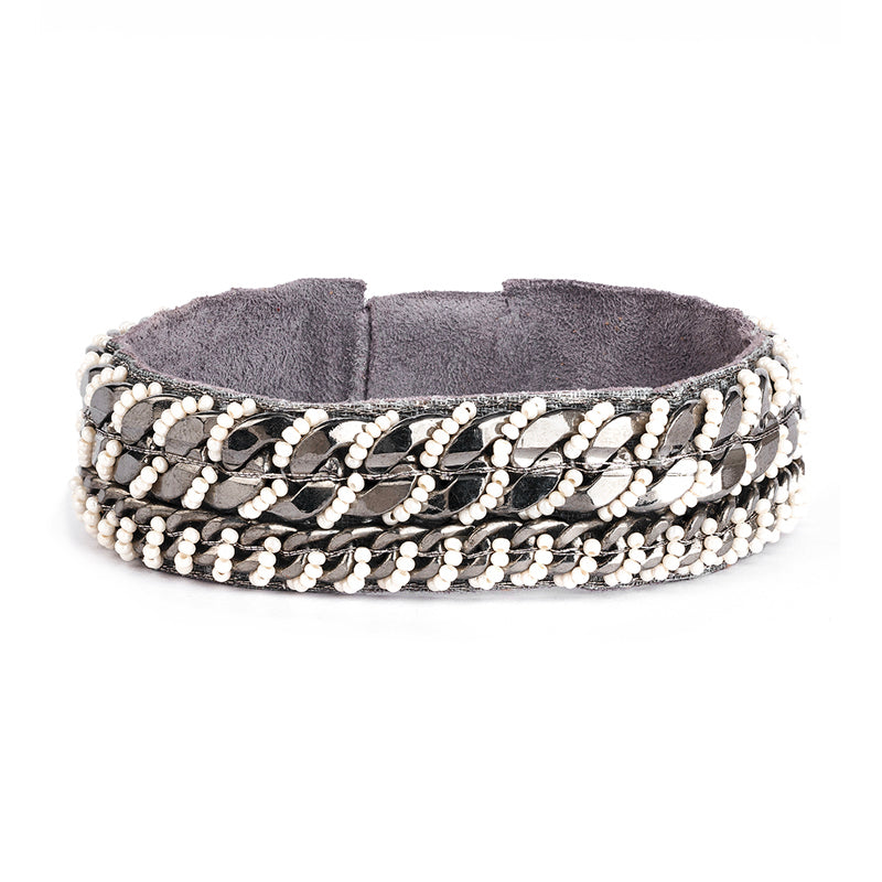 Handmade Deepa by Deepa Gurnani Frankie Cuff in Gunmetal color