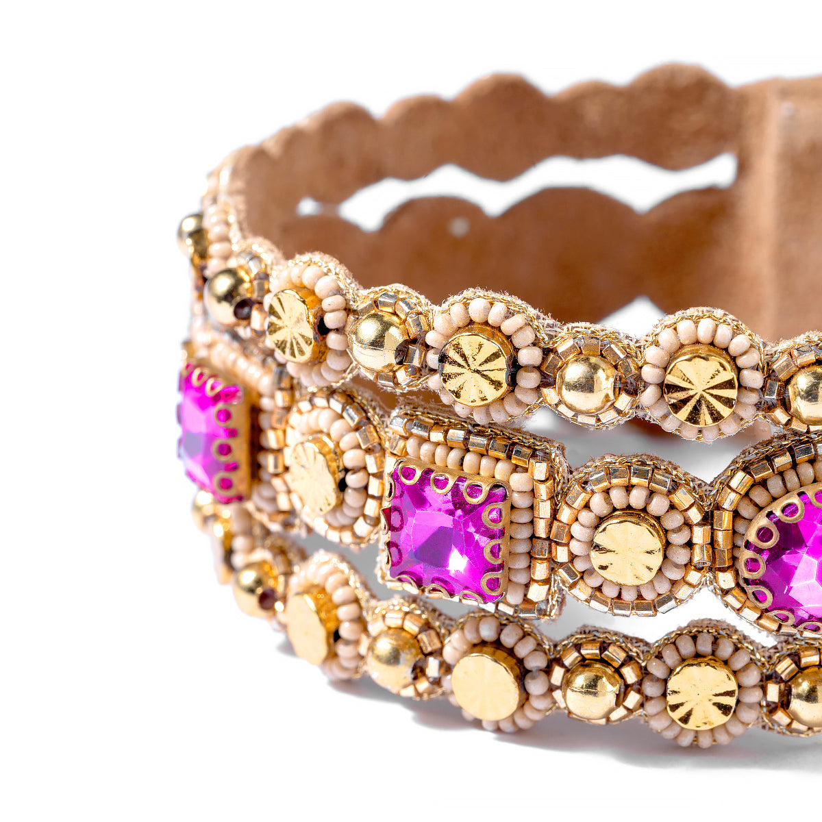 Detail of Handmade Deepa by Deepa Gurnani Muriel Cuff in Fuchsia color