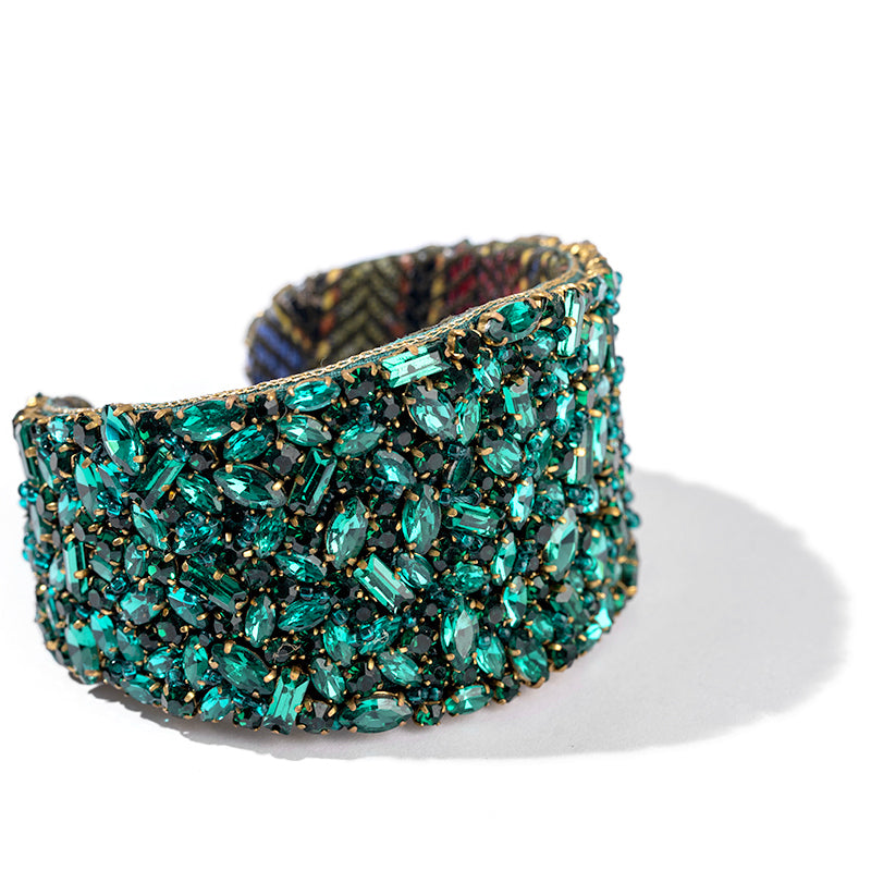 Detail of Deepa Gurnani Karen Cuff in Emerald color