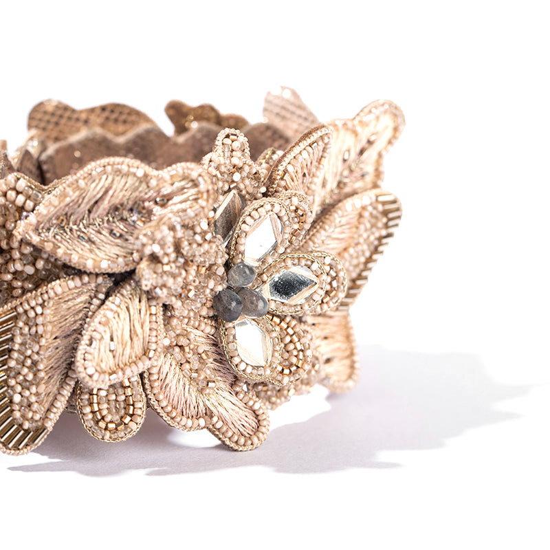 Detail of Deepa Gurnani Monisha Cuff in Beige color