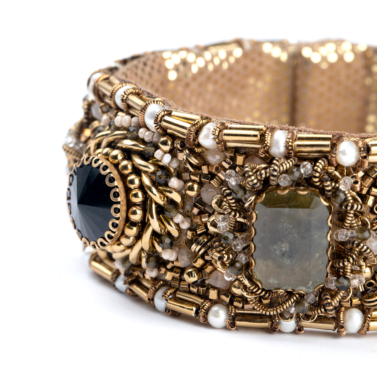 Detail of Deepa Gurnani Bronwen Cuff in Olive color