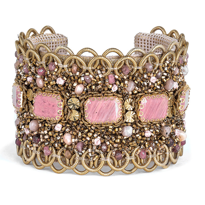 Deepa Gurnani Handmade Steele Cuff in Pink color