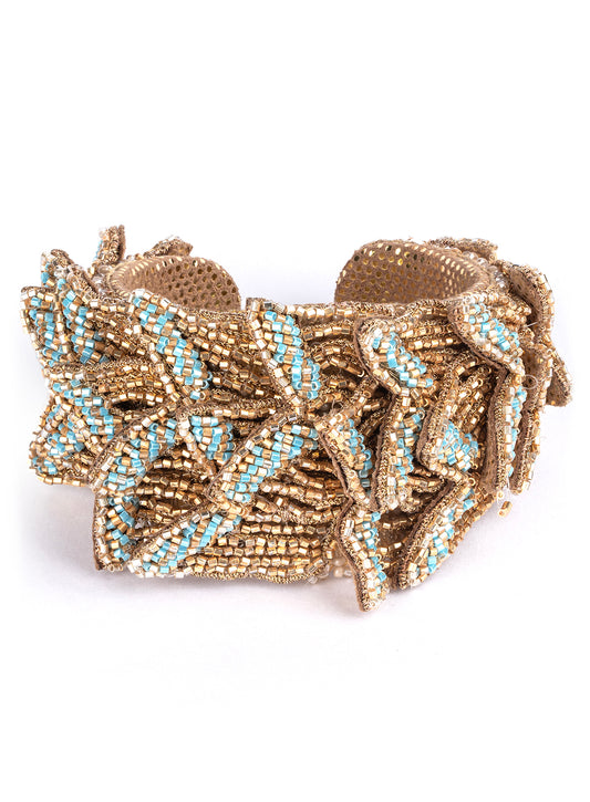 Deepa Gurnani Ines Cuff in auqa color