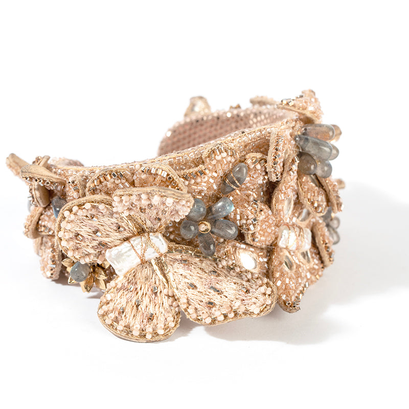 Detail of Deepa Gurnani Handmade Tate Cuff in Beige color