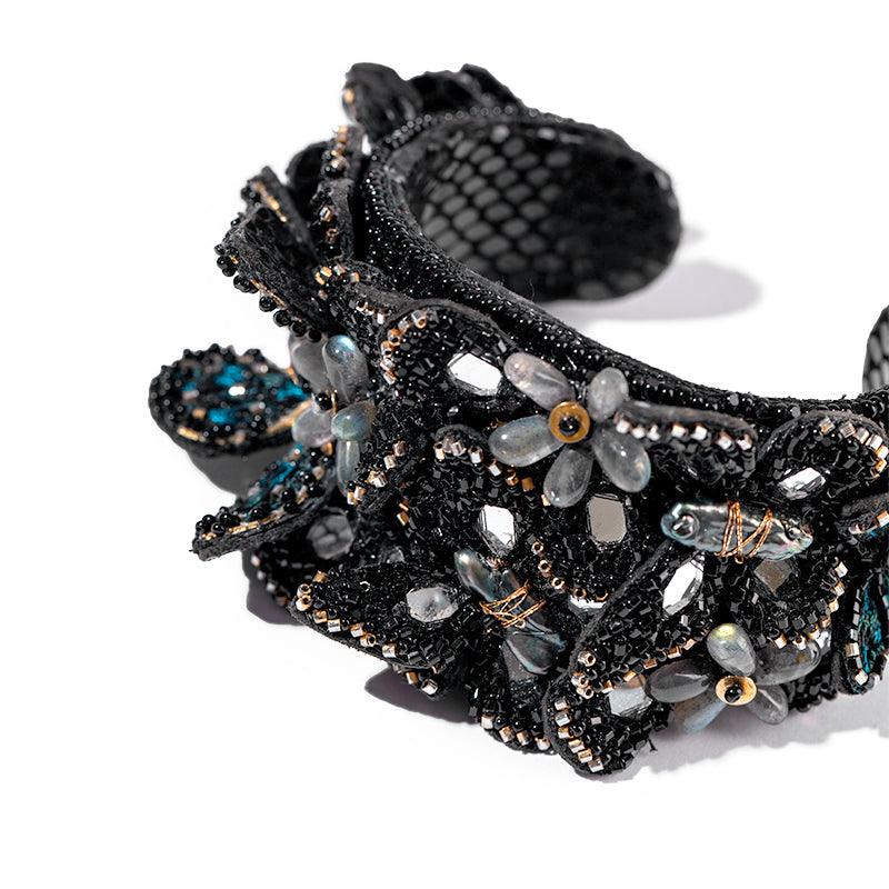 Detail of Deepa Gurnani Tate Cuff in Black color