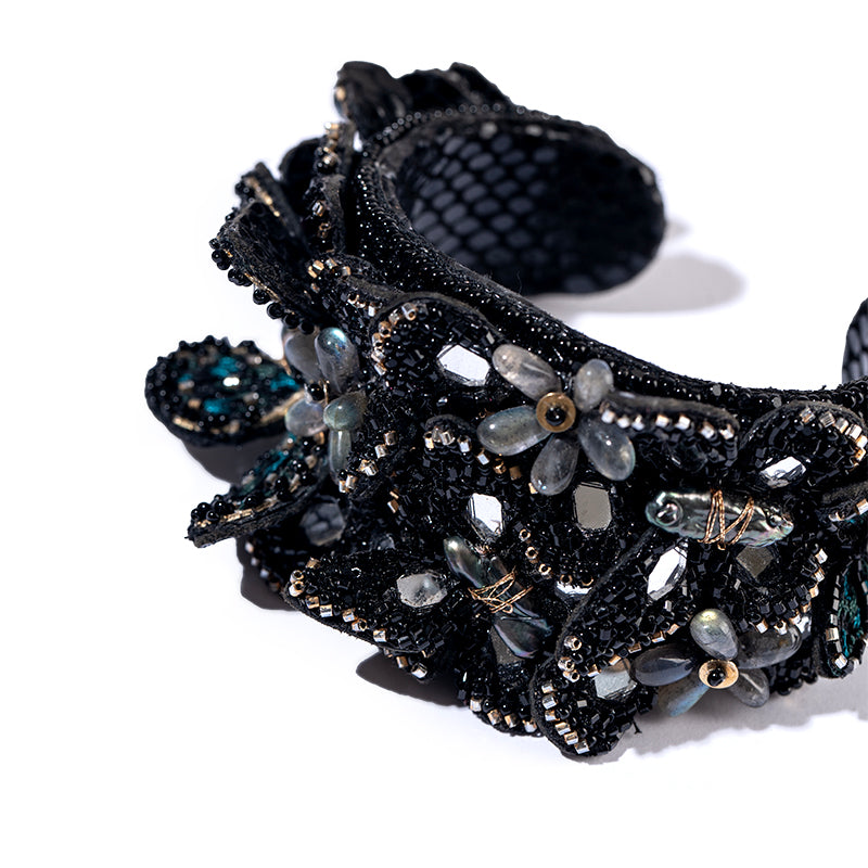 Detail of Deepa Gurnani Tate Cuff in Black color