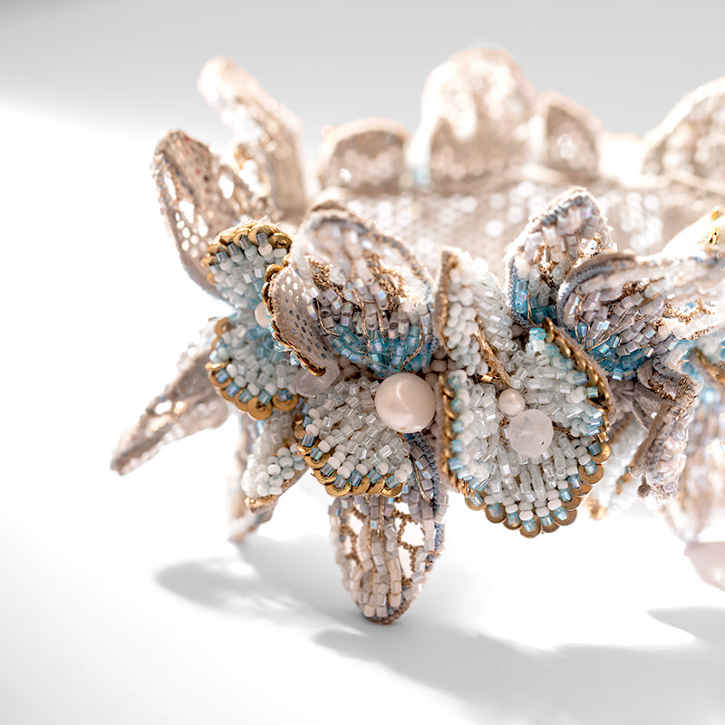 Detail Of Deepa Gurnani handmade Flora Bracelet in Baby Blue color