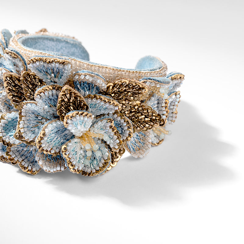 Detail Of Deepa Gurnani handmade Lushly Cuff in Blue color