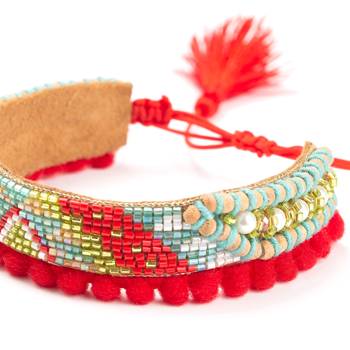 handmade beaded bracelet in Red color