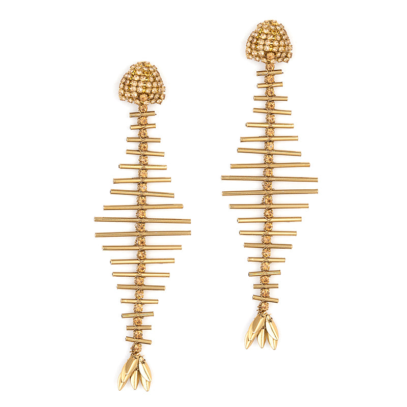 Deepa Gurnani Handmade Samak Earrings in Gold Colour