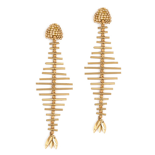 Deepa Gurnani Handmade Samak Earrings in Gold Colour