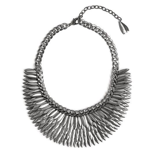 Deepa Gurnani Cleopatra Necklace in Gunmetal color