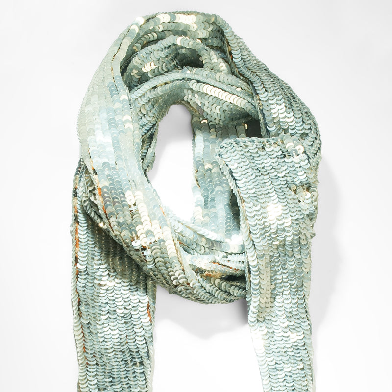 Deepa Gurnani Veronique Sequin Skinny Scarf in Silver