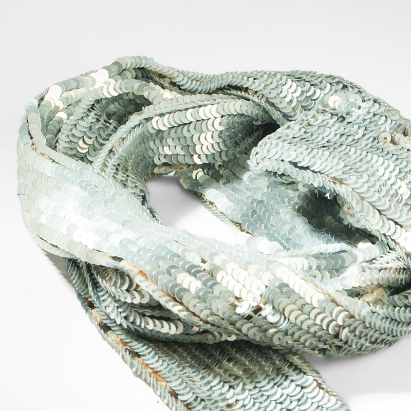 Close up of Veronique Sequin Skinny Scarf in Silver