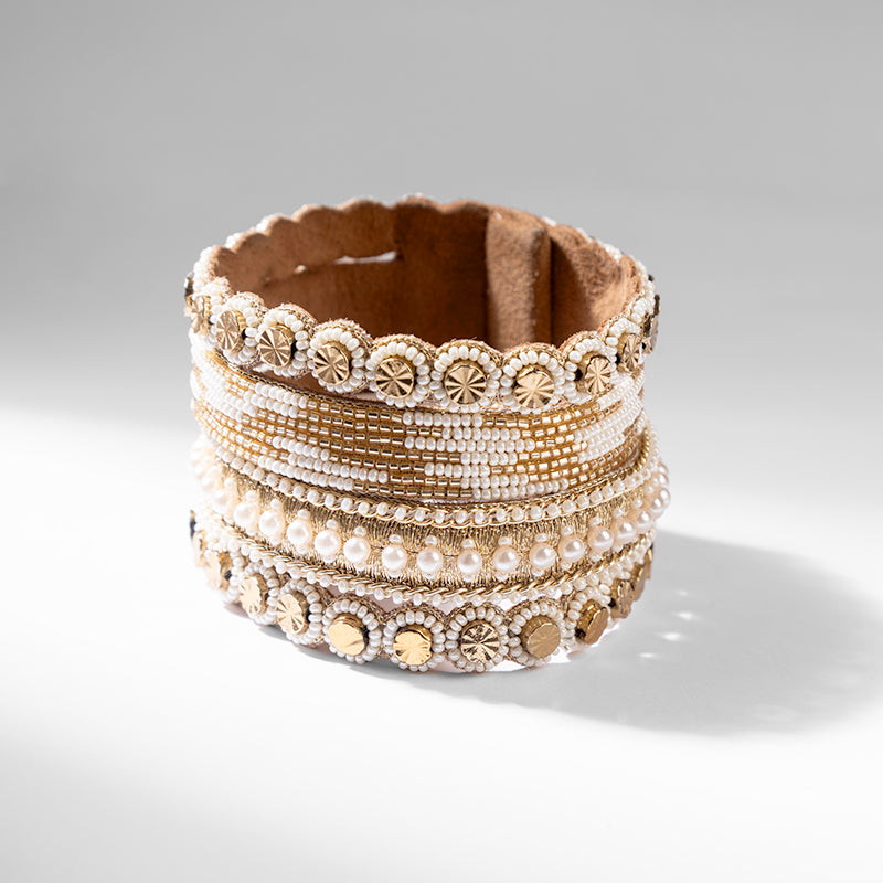 Deepa by Deepa Gurnani Handmade Sandy Bracelet in Gold Color