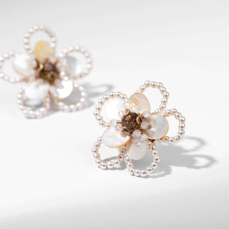 Detail Of Deepa by Deepa Gurnani Handmade Hattie Earrings In Ivory Color